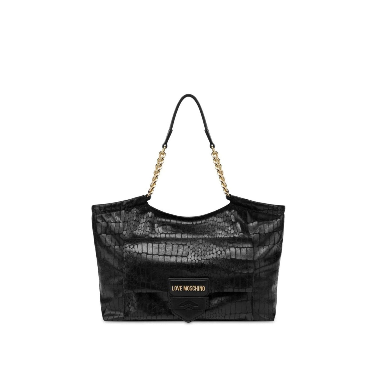 Borsa a Mano Love Moschino Donna Super Soft Croco Nero