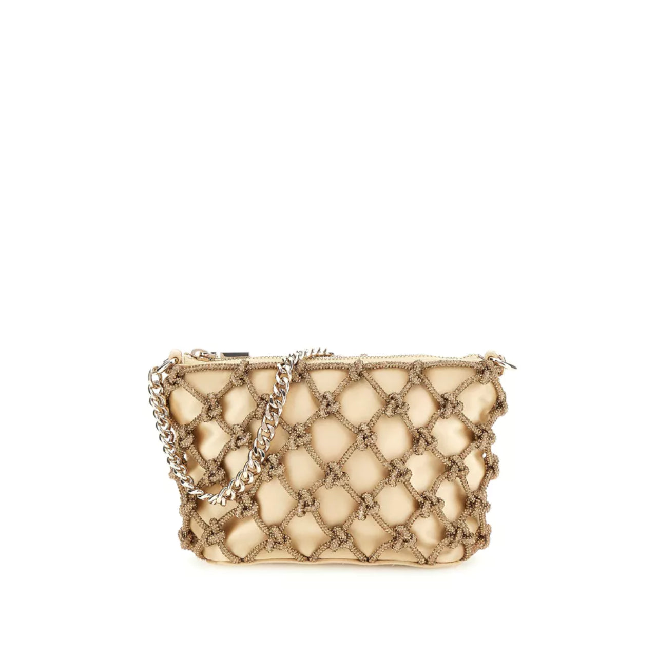 Borsa a Spalla Guess Donna Zalina Mini beige/ oro