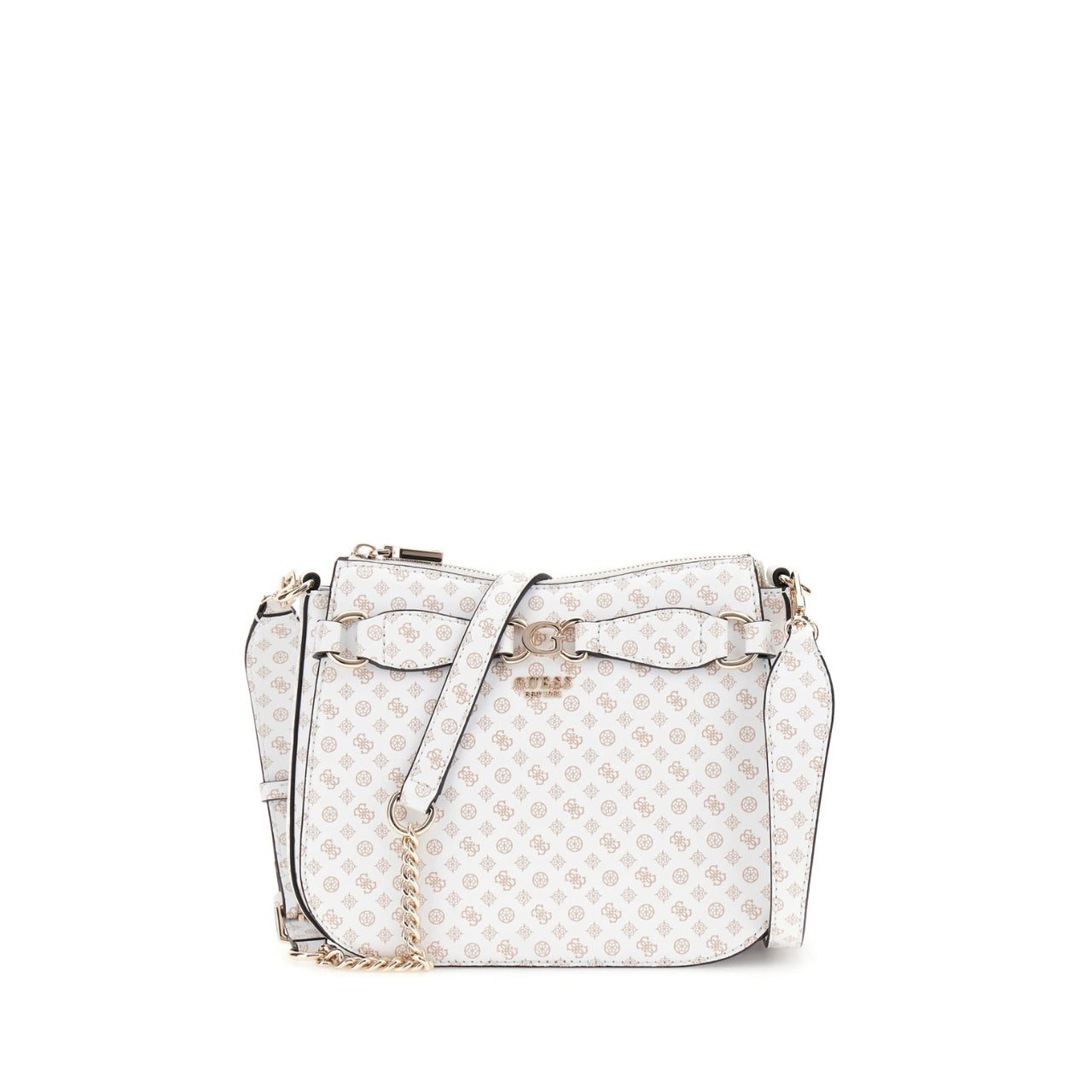 Borsa a Tracolla Guess Donna Arlena Logo Bianco/rosa