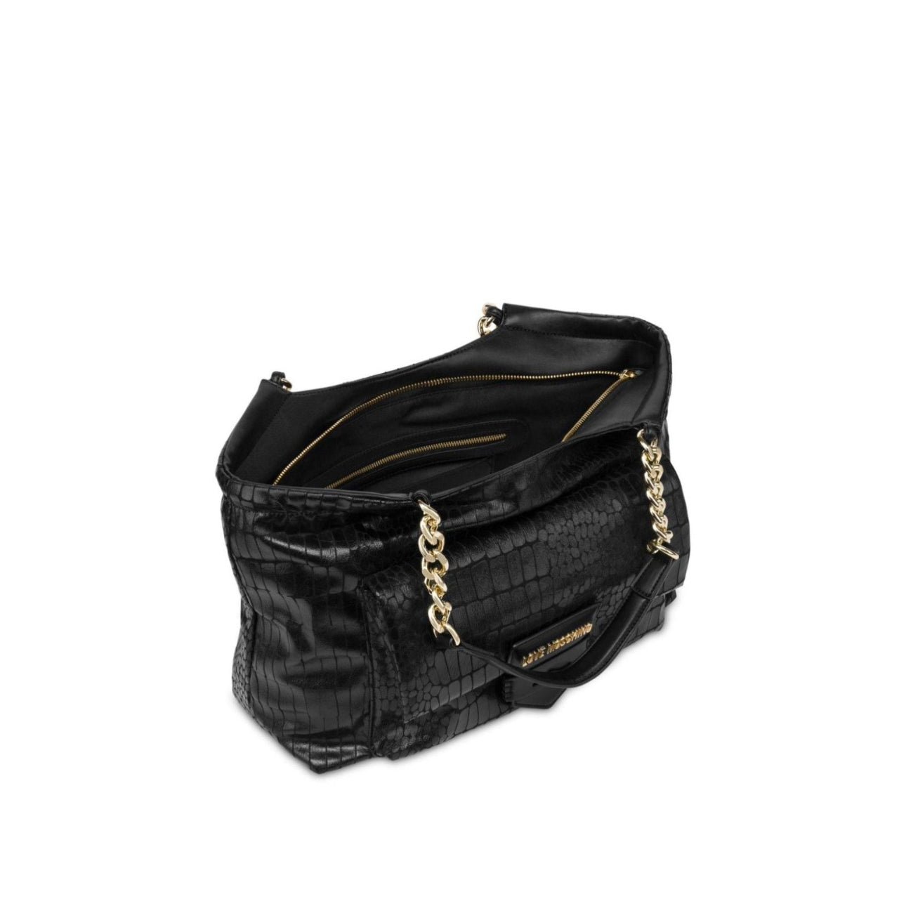 Borsa a Mano Love Moschino Donna Super Soft Croco Nero
