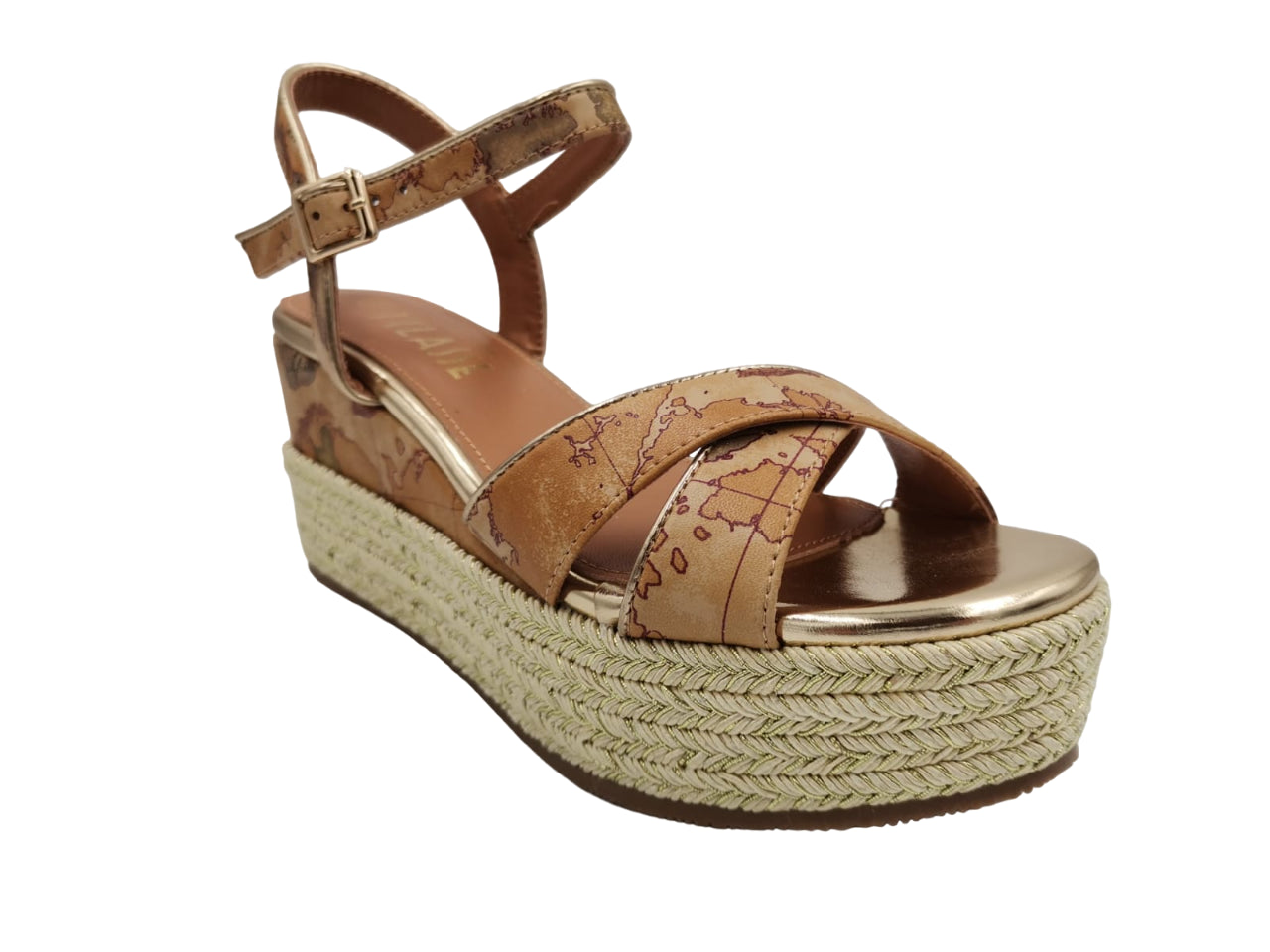 zeppa Alviero Martini 1^ Classe Donna Wedge Sandal geo classic/ oro