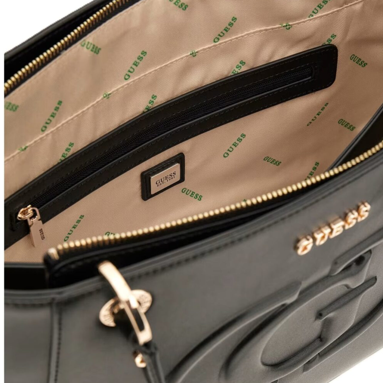 Borsa a Spalla Guess Donna Eco Mietta Nero