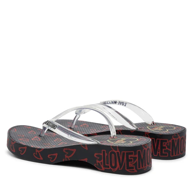 infradito Love Moschino Donna Rubber Slider Nero/rosso