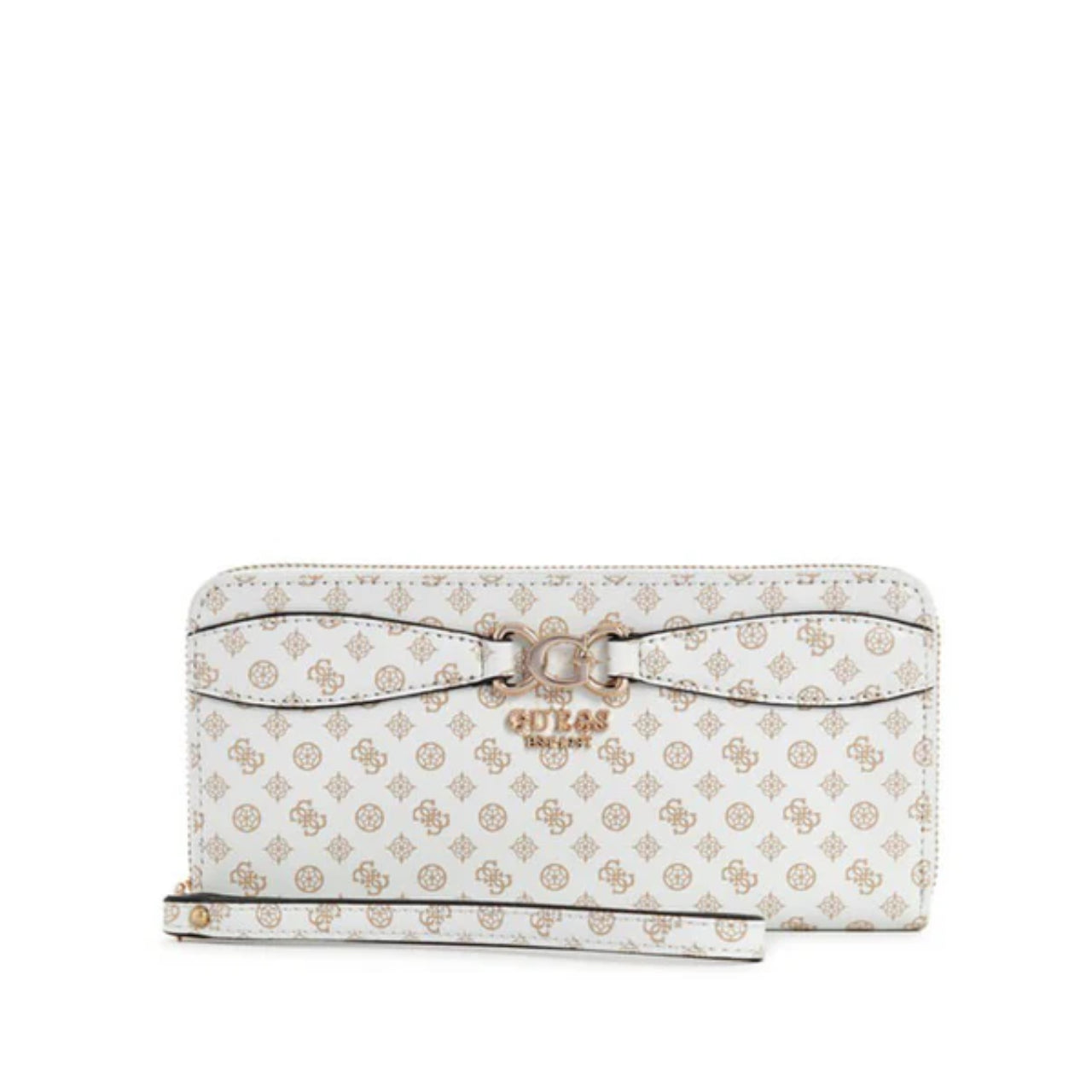 Portafoglio Guess Donna Arlena Logo Bianco/Nocciola