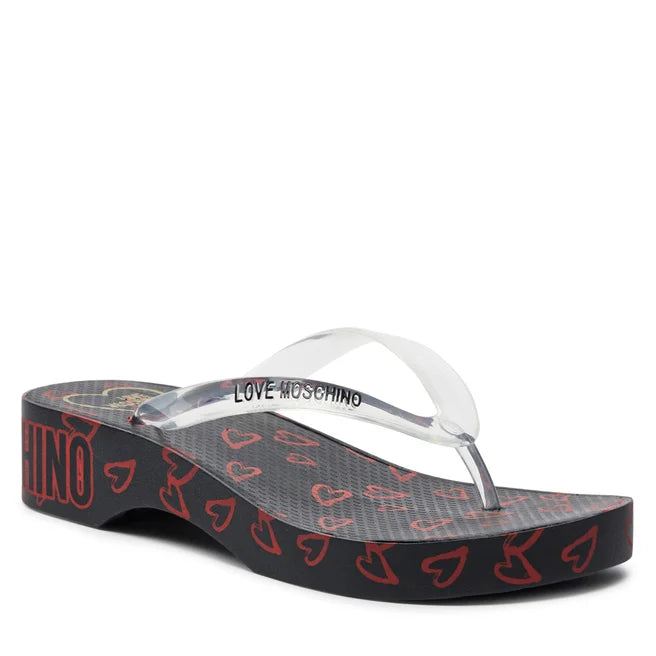 infradito Love Moschino Donna Rubber Slider Nero/rosso