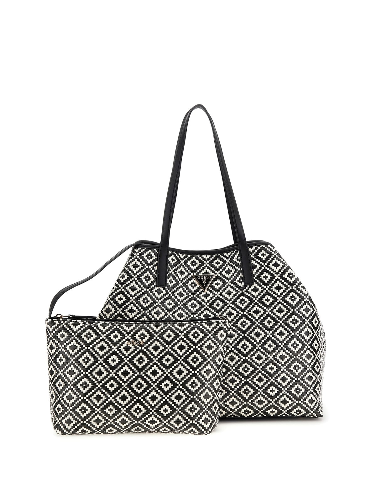 Borsa Shopper Guess Donna Vikky Nero/bianco