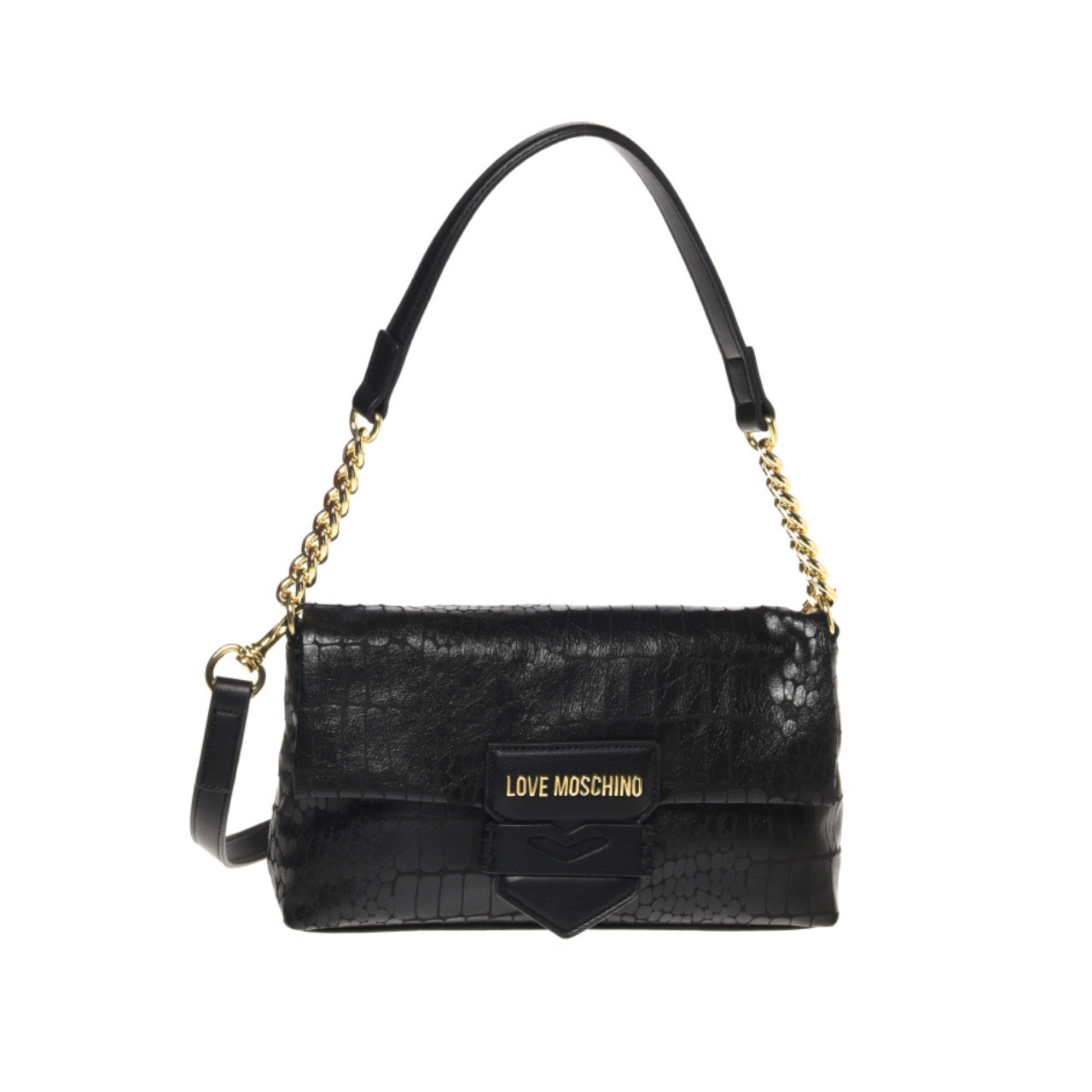 Borsa a Spalla Love Moschino Donna Super Soft Croco Nero