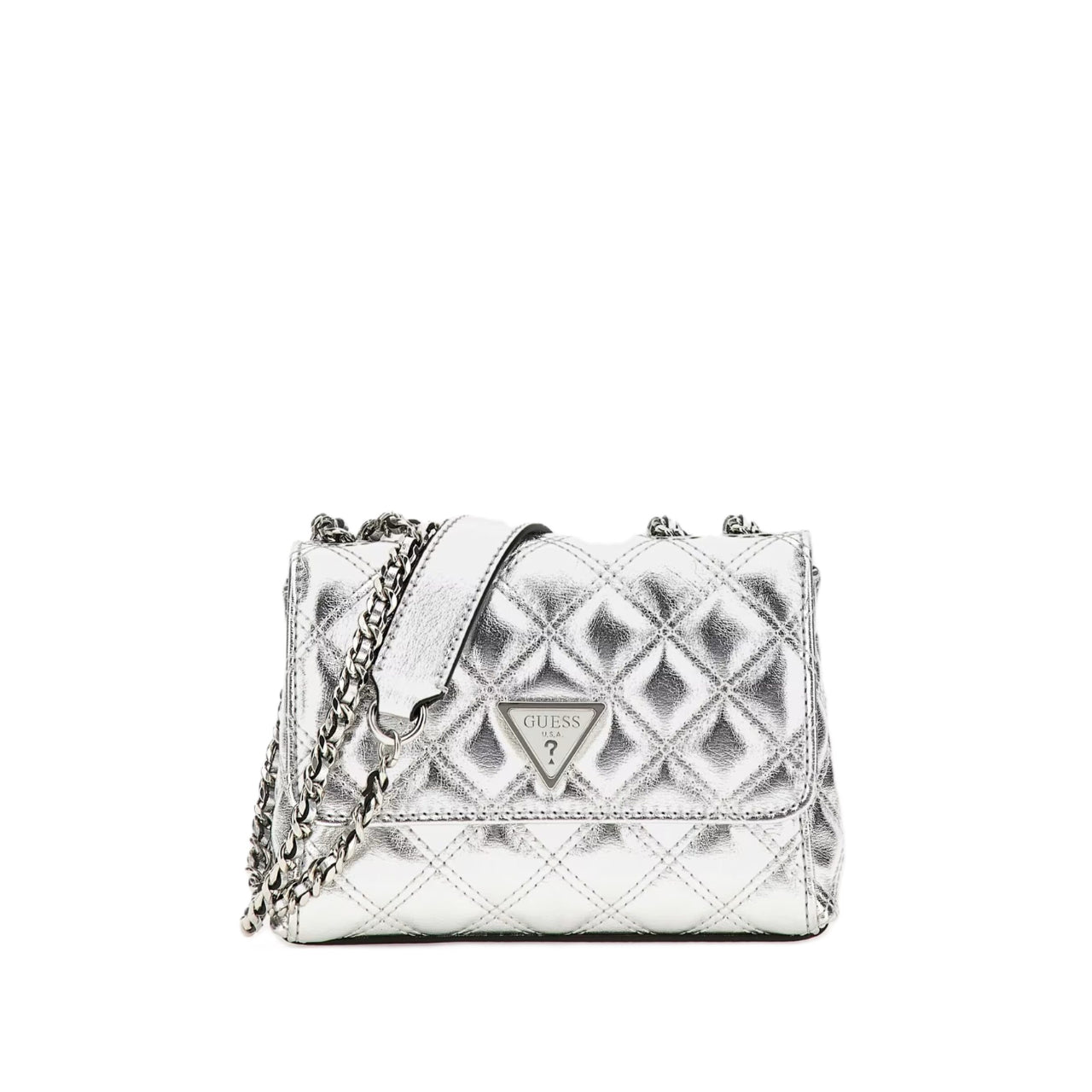 Borsa a Spalla Guess Donna Giully Mini Argento