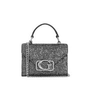 Borsa a Mano Guess Donna Zalina Mini Nero Metallico
