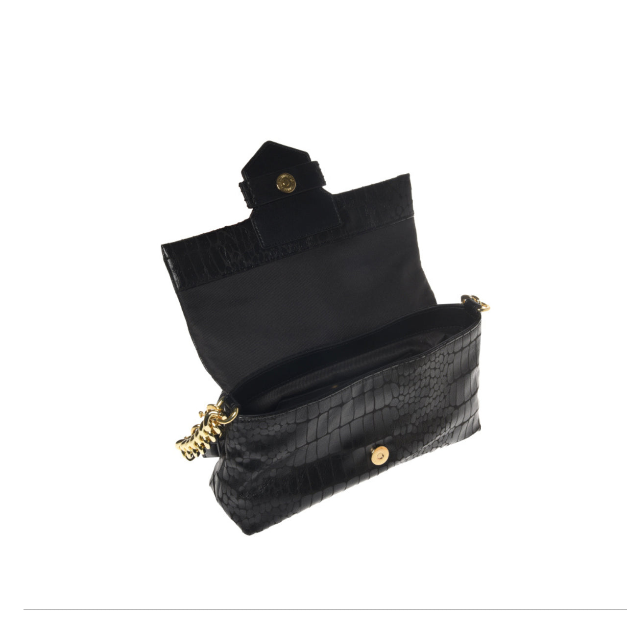 Borsa a Spalla Love Moschino Donna Super Soft Croco Nero
