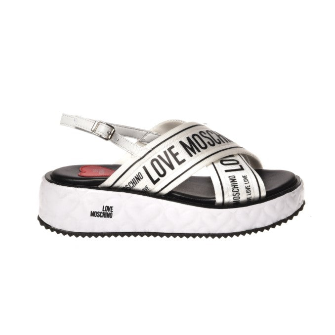 Sandalo Love Moschino Donna Heart Love Bianco/nero