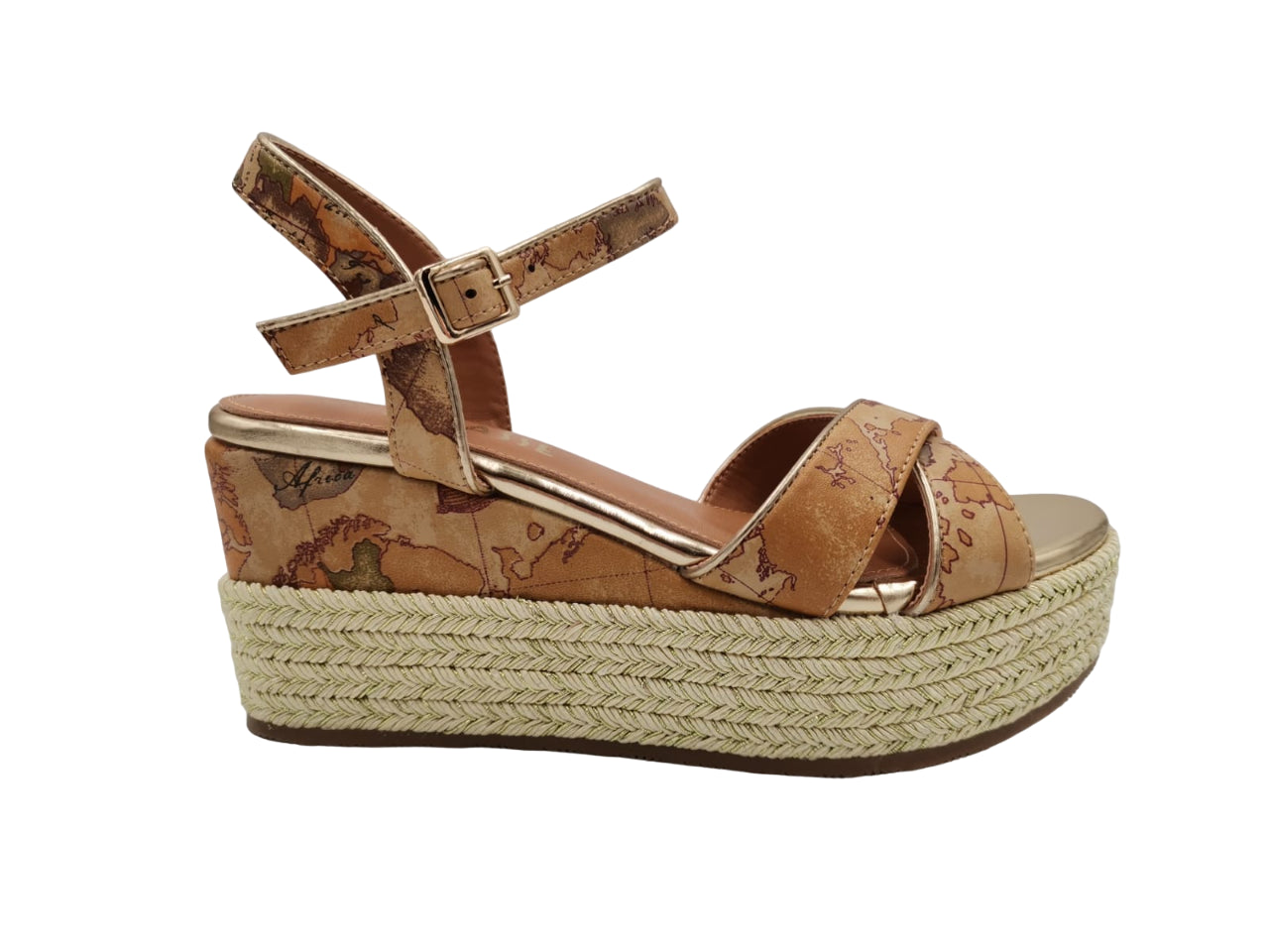 zeppa Alviero Martini 1^ Classe Donna Wedge Sandal geo classic/ oro