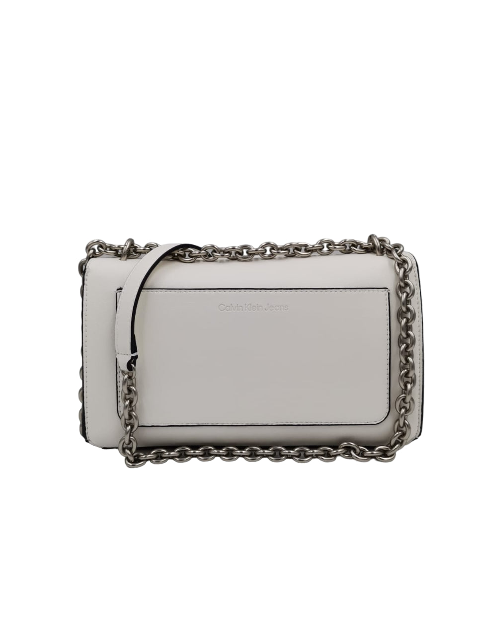 Borsa A Tracolla Calvin Klein Donna Bianco Argento Sculpted Flap